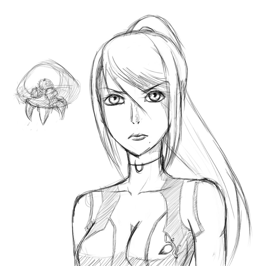 894x894 Zero Suit Samus Sketch By Chokoawakening