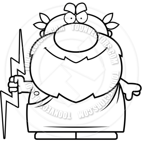 460x460 Cartoon Zeus Thunderbolt (Black And White Line Art) By Cory Thoman
