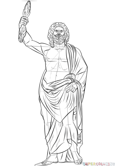 399x575 How To Draw Zeus Greek God Step By Step Drawing Tutorials