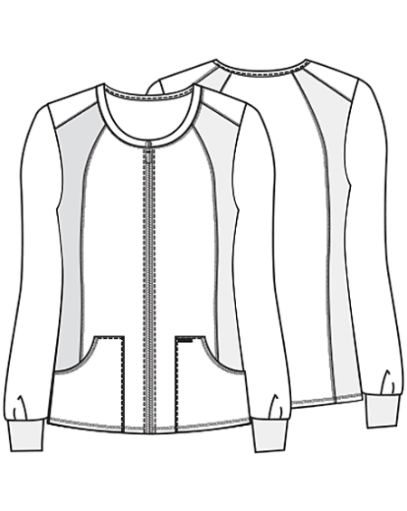 450x565 Cherokee Pro Flexibles 2306 Zip Front Knit Panel Warm Up Jacket