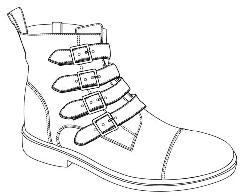 492x395 Boot W. Buckle Straps And Zipper