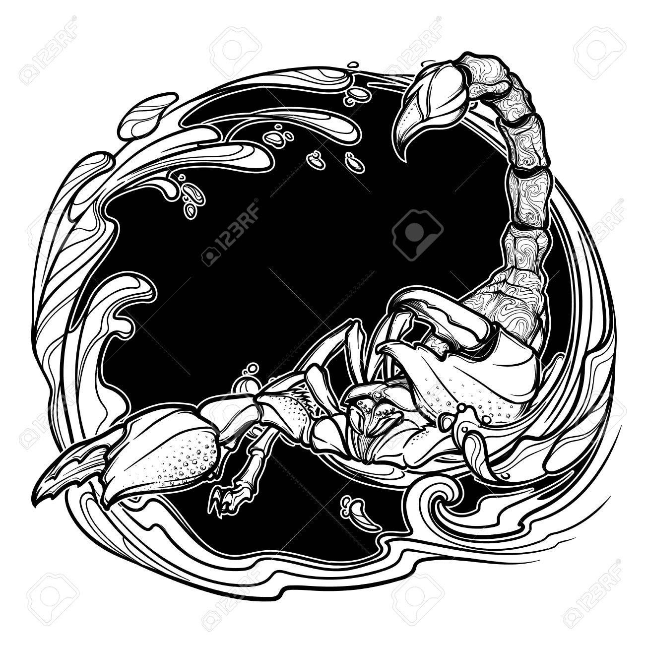 1300x1300 Alchemy Element Of Water. Zodiac Sign Scorpio. Detailed Realistic