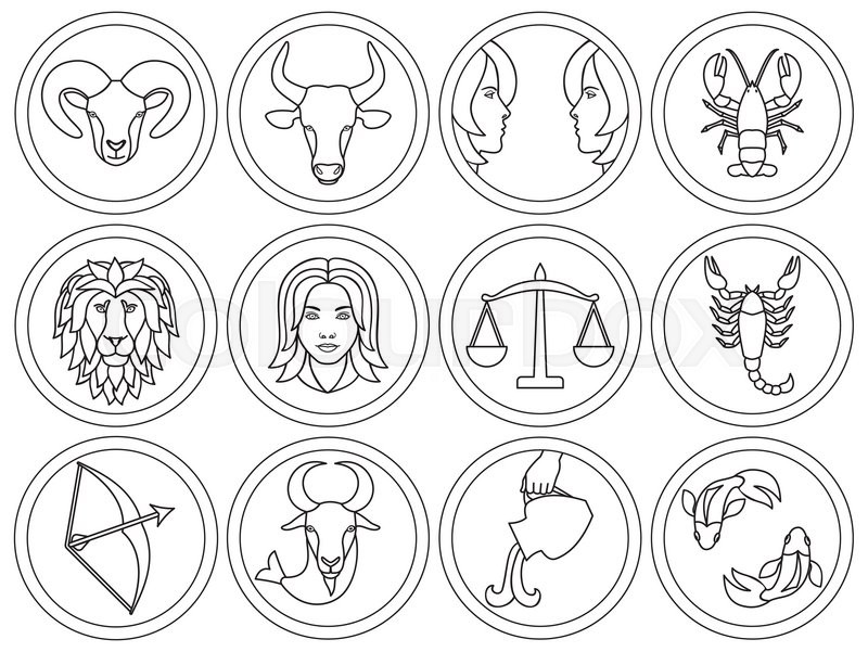 800x601 Vector Illustration Of 12 Abstract Zodiac Signs Stock Vector
