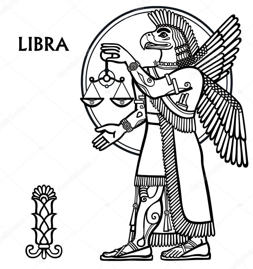 962x1023 Zodiac Sign Libra. Vector Art. Full Growth. Black And White