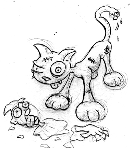 450x513 Zombie Cat By Nailade