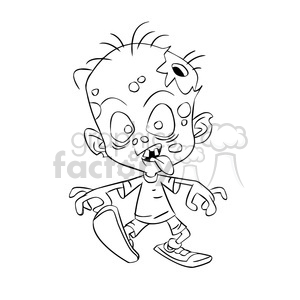 300x300 Royalty Free Zombie Child Cartoon Black White 393268 Vector Clip