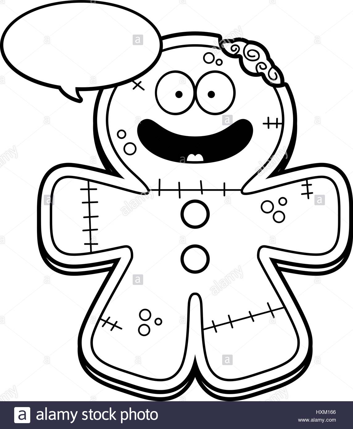 1144x1390 A Cartoon Illustration Of A Gingerbread Zombie Talking Stock