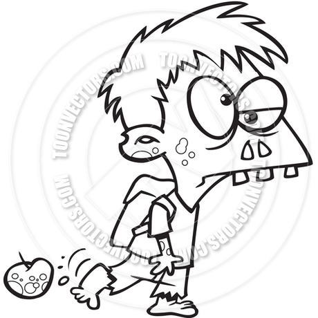 460x460 Cartoon Zombie Boy (Black And White Line Art) By Ron Leishman