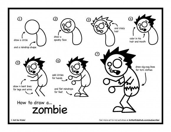 580x448 How To Draw A Zombie From Plants Vs Zombies Scary Drawings