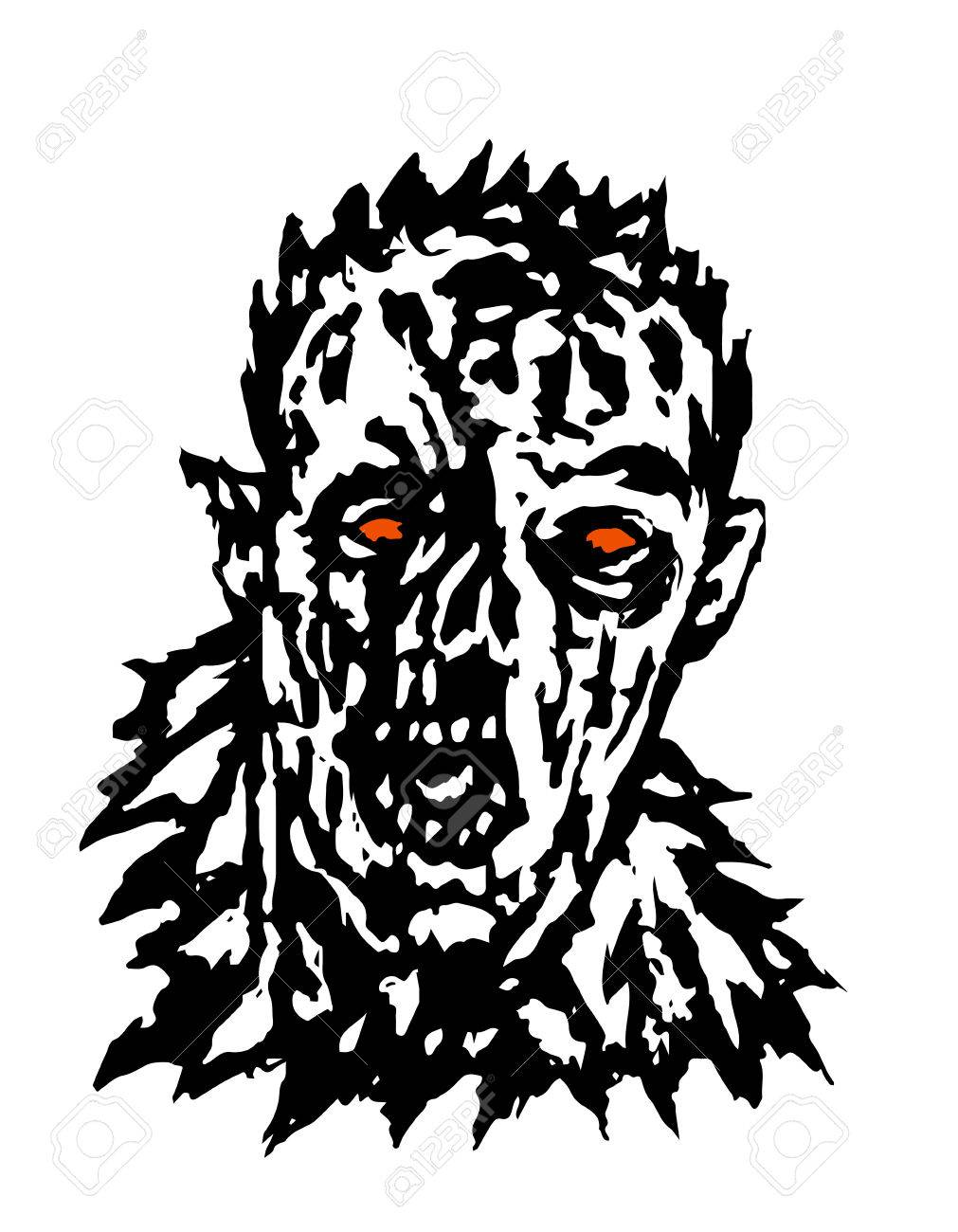 1011x1300 Wrath Of The Zombie. Vector Illustration. Black And White Colors