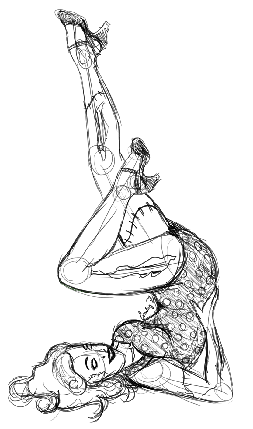 832x1408 Quick Zombie Pin Up Sketch (Wip) By Melodicartist