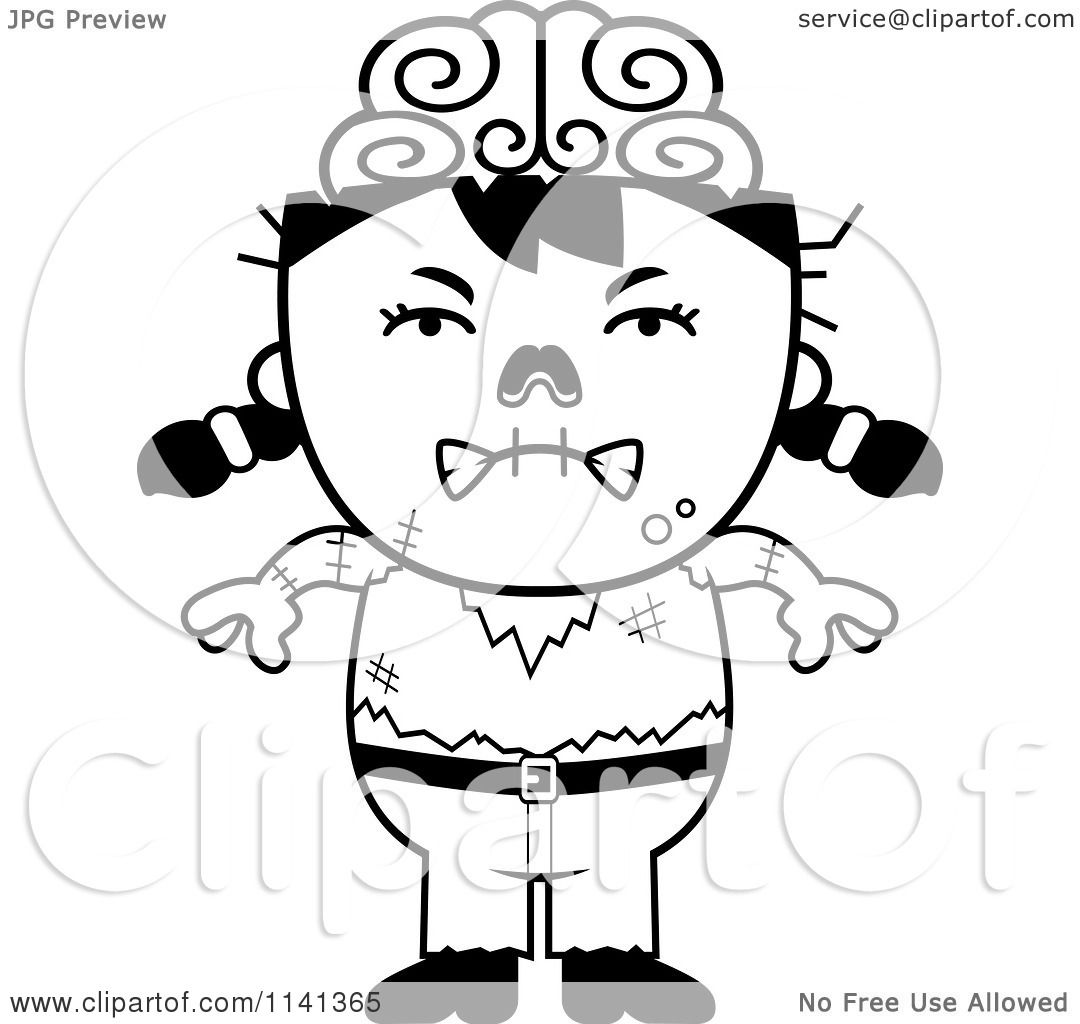 1080x1024 Cartoon Clipart Of A Black And White Angry Zombie Girl