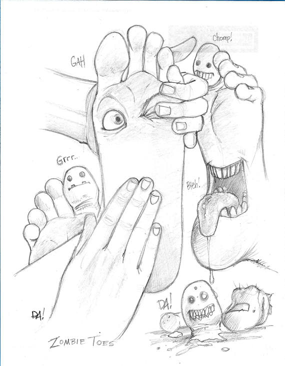 570x732 Original Sketch Drawing On Random Paper Zombie Toes By