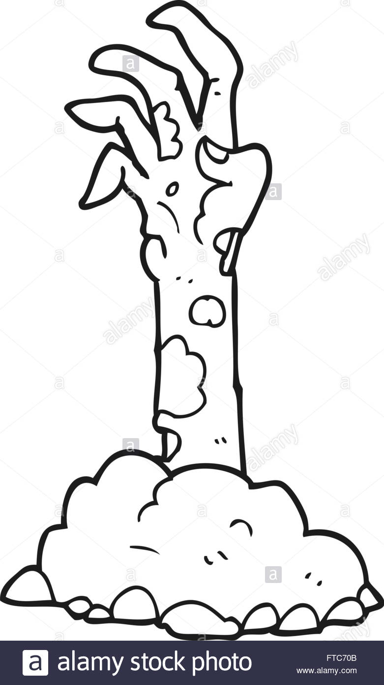 781x1390 Freehand Drawn Black And White Cartoon Zombie Hand Rising