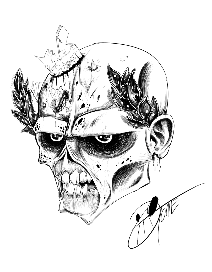 809x1036 Zombie Black And White Head By Otone On Newgrounds