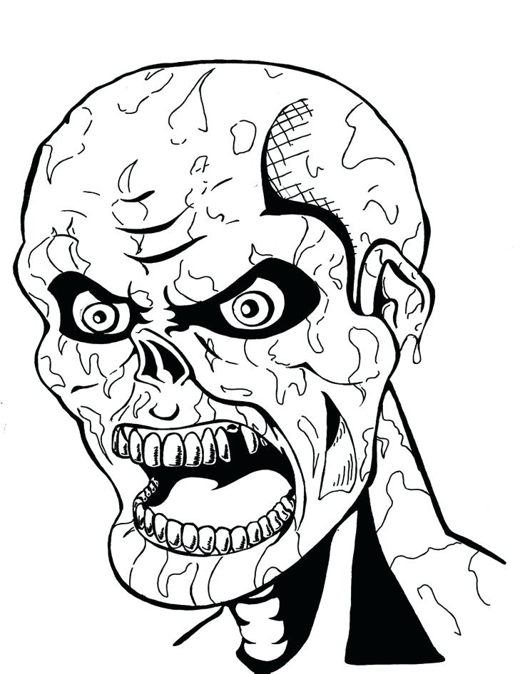 736x946 Beautiful Free Printable Zombie Coloring Pages Online Head Of Page