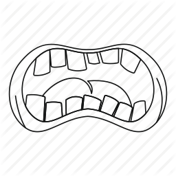 256x256 Line, Monster, Mouth, Outline, Teeth, Thin, Zombie Icon Icon