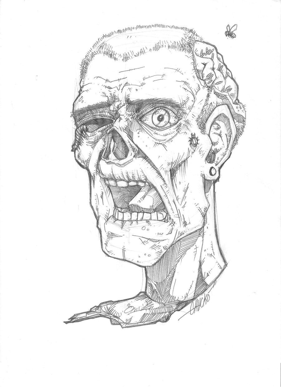 900x1238 Zombie Head By Chuckoart