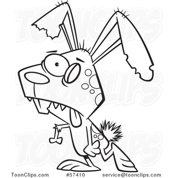 581x600 Cartoon Outline Of Zombie Bunny Rabbit Walking