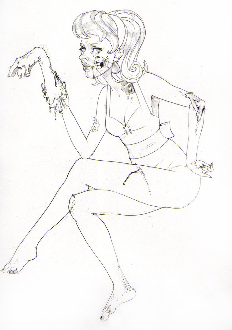 750x1064 Zombie Pin Up Girl By Petarsaur