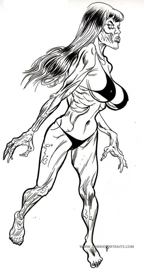 600x1151 Zombie Pin Up Girl In Bikini