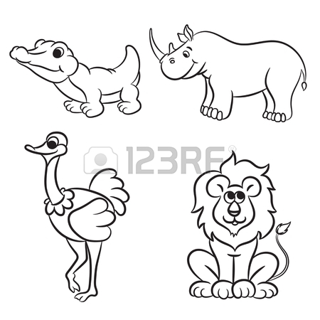 450x450 Cute Zoo Animals Collection. Vector Illustration. Royalty Free