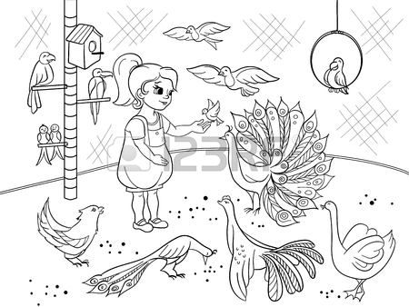 450x338 Childrens Cartoon Coloring The Contact Birds Zoo. Bird Black