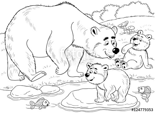 500x364 At The Zoo. Cute Forest Animals. A Family Of Cute Bears. Mother