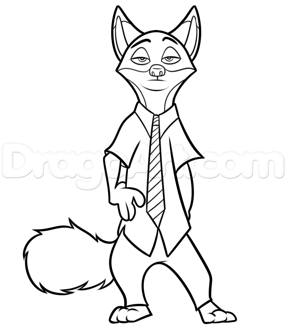 933x1085 How To Draw Nick Wilde From Zootopia Step 10 Dragoart