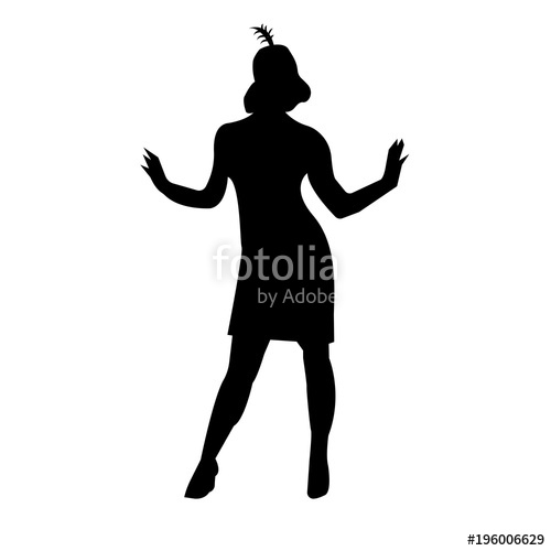 500x500 Black Flapper Silhouette On White Background Stock Image