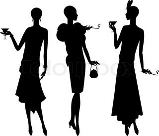 320x273 Silhouettes Of Beautiful Girl 1920s Style. Stock Vector Colourbox