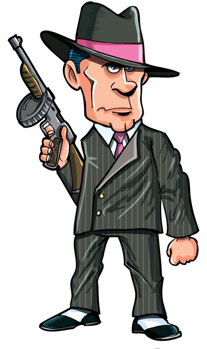 415x700 Cartoon 1920 Gangster With A Machine Gun Wall Mural We