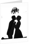 106x150 1920s Silhouette Couple Kissing Under Christmas Mistletoe Posters
