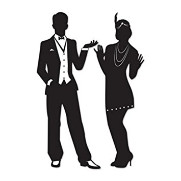355x355 Gatsby Roaring 20s Couple Silhouettes Party