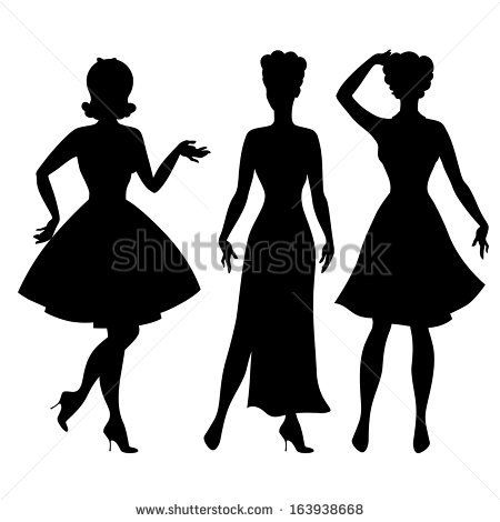 450x470 Pin Up Silhouette Silhouettes Of Beautiful Pin Up Girls 1950s