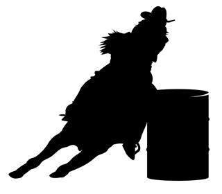 320x280 Barrel Racer Silhouette 3 Decal Sticker