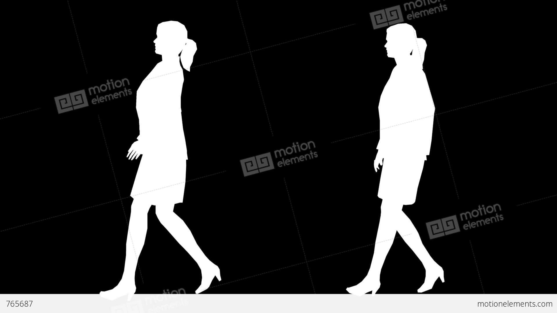 1920x1080 Women Walking Silhouette 01 Stock Animation 765687