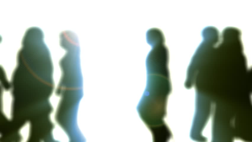 852x480 People Walking By 3d Vector Silhouette Animation Stock Footage
