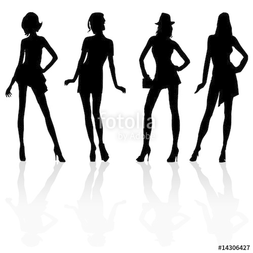 500x500 Four Girls Silhouette Stock Photo And Royalty Free Images