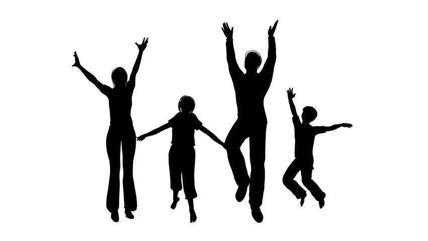 852x480 Happy Family Of Four Silhouette Stock Footage Video 344590