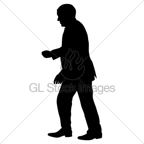 500x500 Silhouette Of A Man With His Hand Raised. Vector Illustra Gl