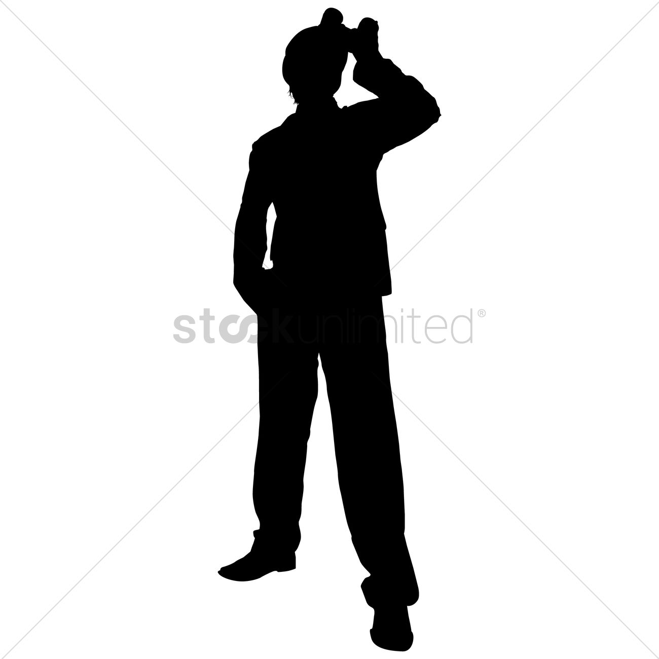 1300x1300 Silhouette Of A Man With Binoculars Vector Image