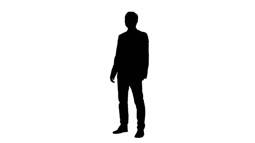 852x480 A Silhouette Of A Man Standing Against A White Background Stock