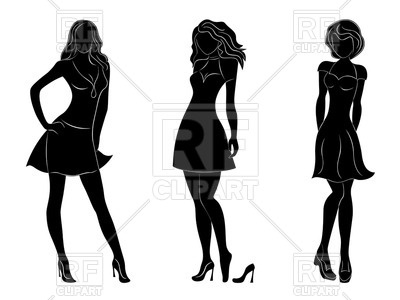 400x300 Black Silhouettes Of Slim Women In Different Dresses Royalty Free