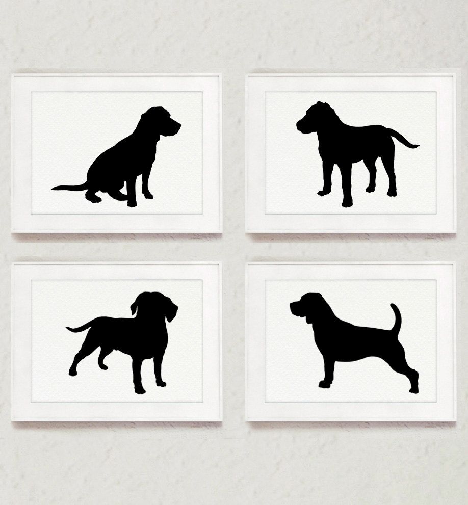 918x991 Beagle Set Of 4, Dog Drawing, Abstract Animal Ink Painting, Dog