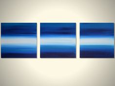 236x177 Original Large Triptych Mountain Range Silhouette Landscape