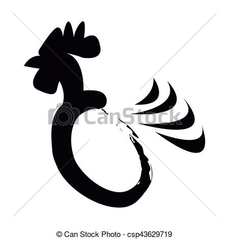 450x470 Isolated Rooster Illustration. Isolated Abstract Silhouette