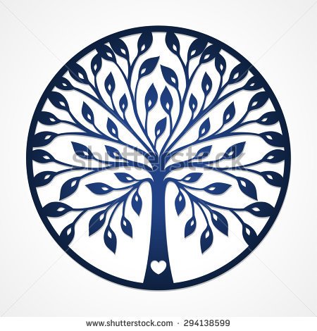 450x470 Abstract Round Frame With Cut Out Tree Silhouette. May Be Used