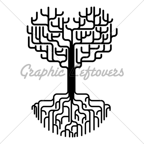 500x500 Abstract Heart Tree Silhouette Gl Stock Images