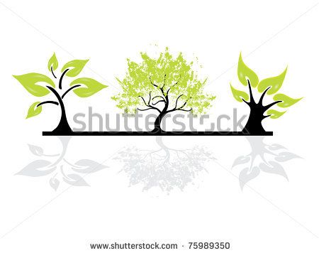 450x356 Stock Vector Set Of Abstract Tree Silhouettes, Symbols Of Nature